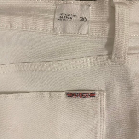 Hudson “Harper” High Rise Crop Baby Kick Flare Jeans – White – Size 30 - Picture 10 of 10
